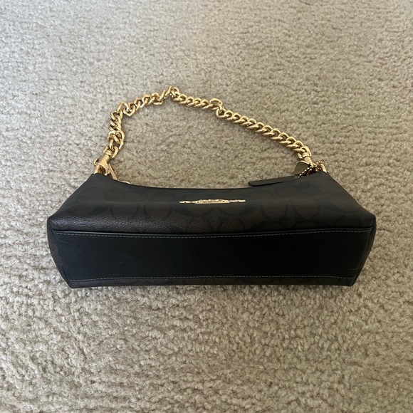 Coach Brown Signature Mini Shoulder Bag with Gold Chain - Picture 3 of 4
